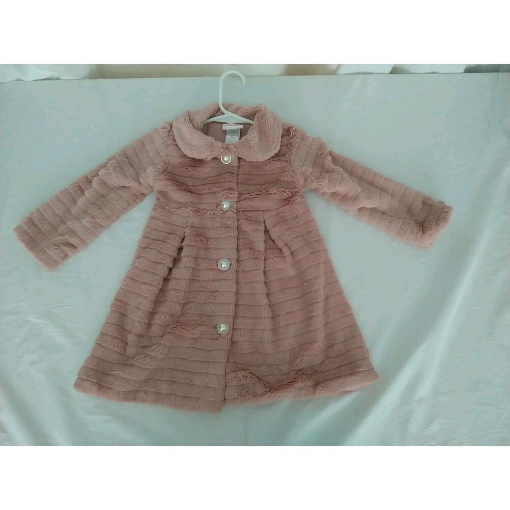 LITTLE LASS Girls Toddler Faux Fur Coat Size 2T Blush Pink